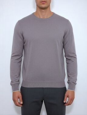 Fioroni Cotton Cashmere Silk Blend Sweater XL IT 56 Dusty Lavender Minimalist